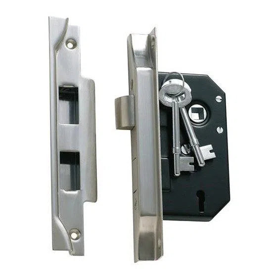 Tradco Mortice Lock 3 Lever Rebated Satin Chrome CTC57mm Backset 44mm