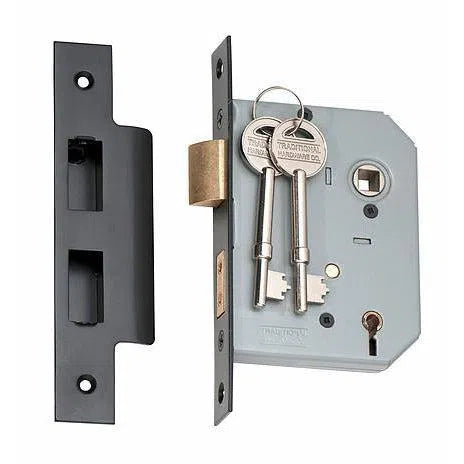 Tradco Mortice Lock 5 Lever Matt Black CTC57mm Backset 57mm