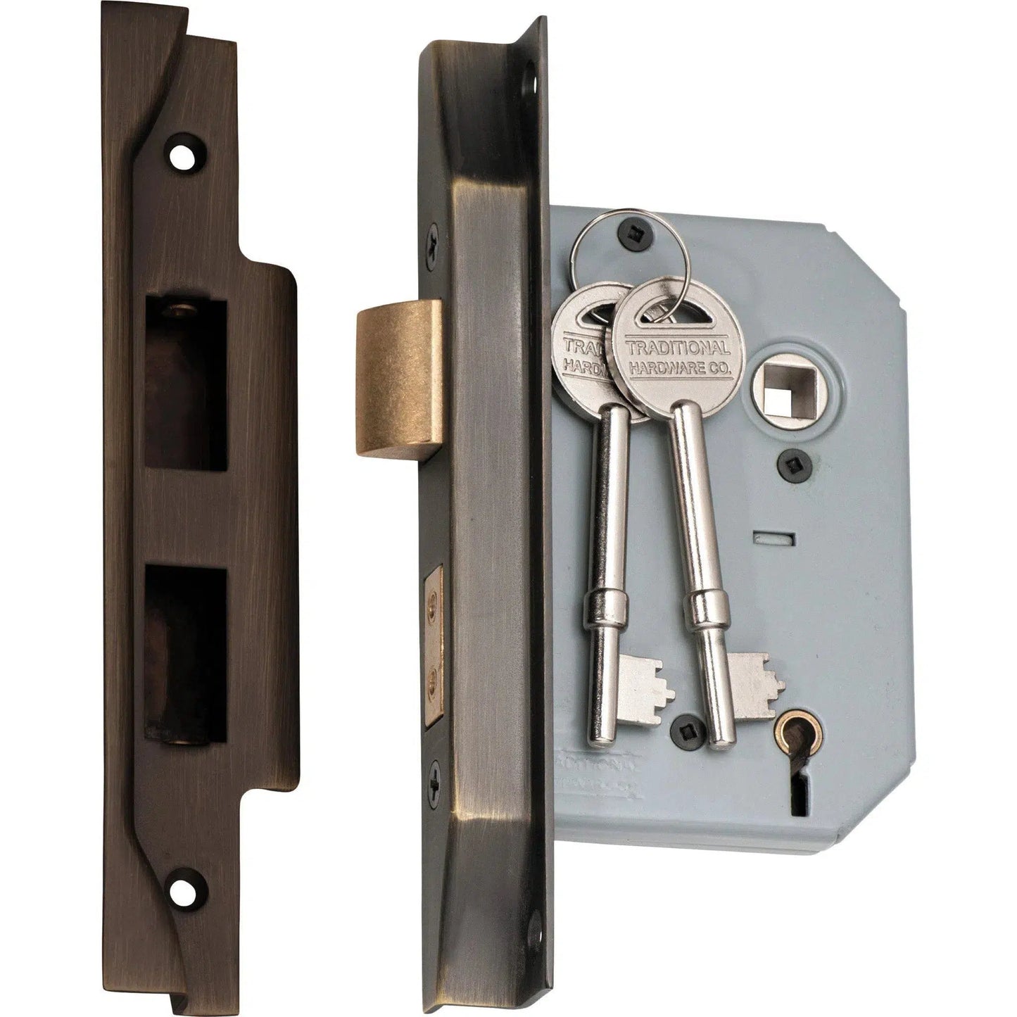 Tradco Mortice Lock 5 Lever Rebated Antique Brass CTC57mm Backset 57mm