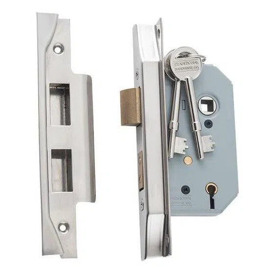 Tradco Mortice Lock 5 Lever Rebated Satin Nickel CTC57mm Backset 46mm
