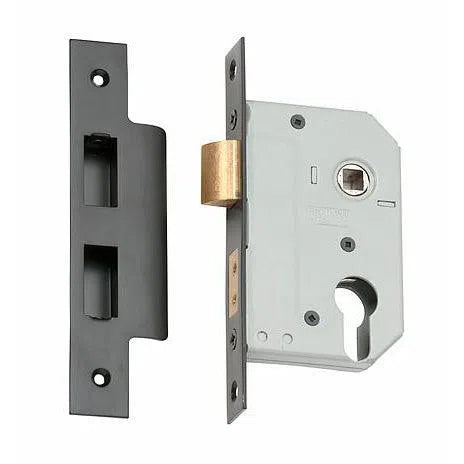Tradco Mortice Lock Euro Matt Black CTC47.5mm Backset 46mm