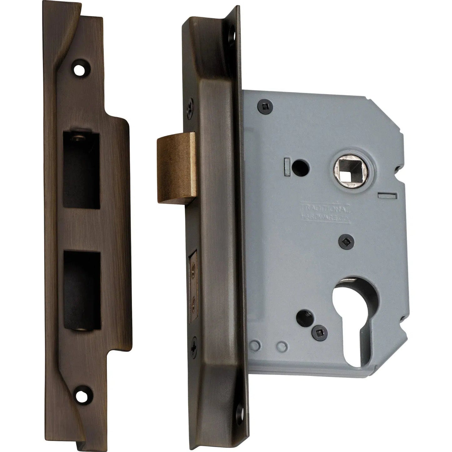 Tradco Mortice Lock Euro Rebated Antique Brass CTC47.5mm Backset 57mm