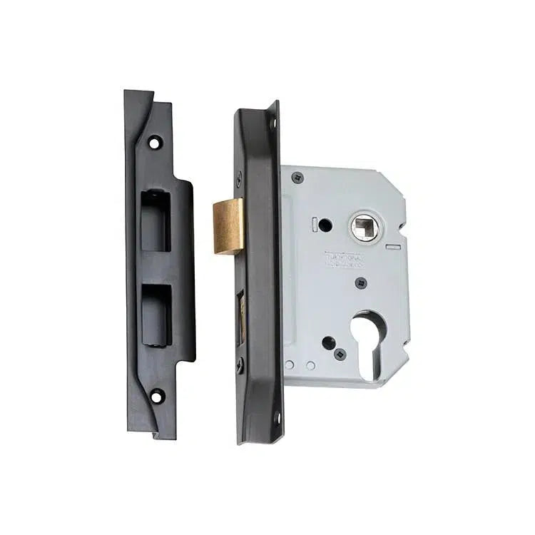 Tradco Mortice Lock Euro Rebated Matt Black CTC47.5mm Backset 57mm
