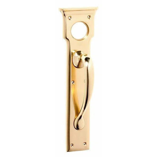 Tradco Pull Handle Cylinder Hole Polished Brass H255xW70xP57mm
