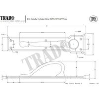 Tradco Pull Handle Cylinder Hole Satin Chrome H255xW70xP57mm