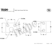 Tradco Right Angle Keeper Antique Brass Bolt 9mm