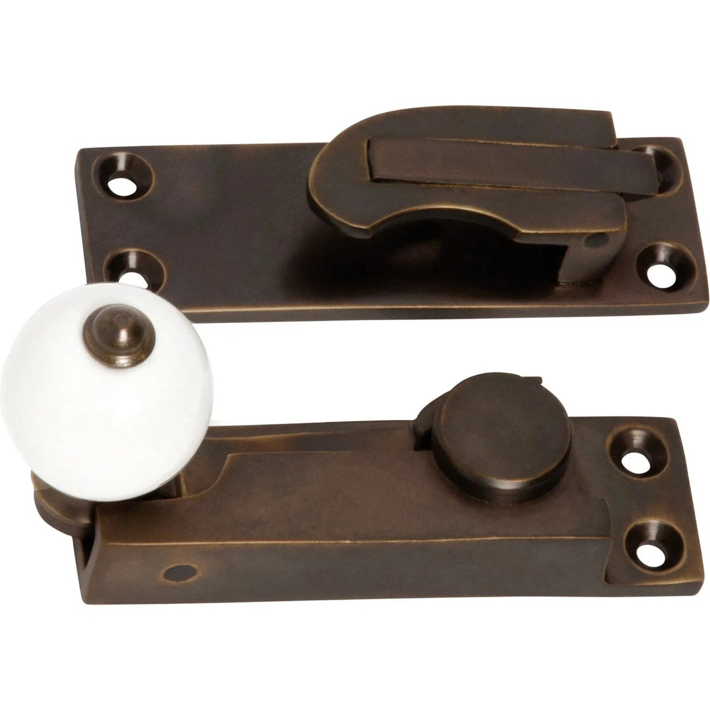Tradco Sash Fastener Porcelain Ball Antique Brass