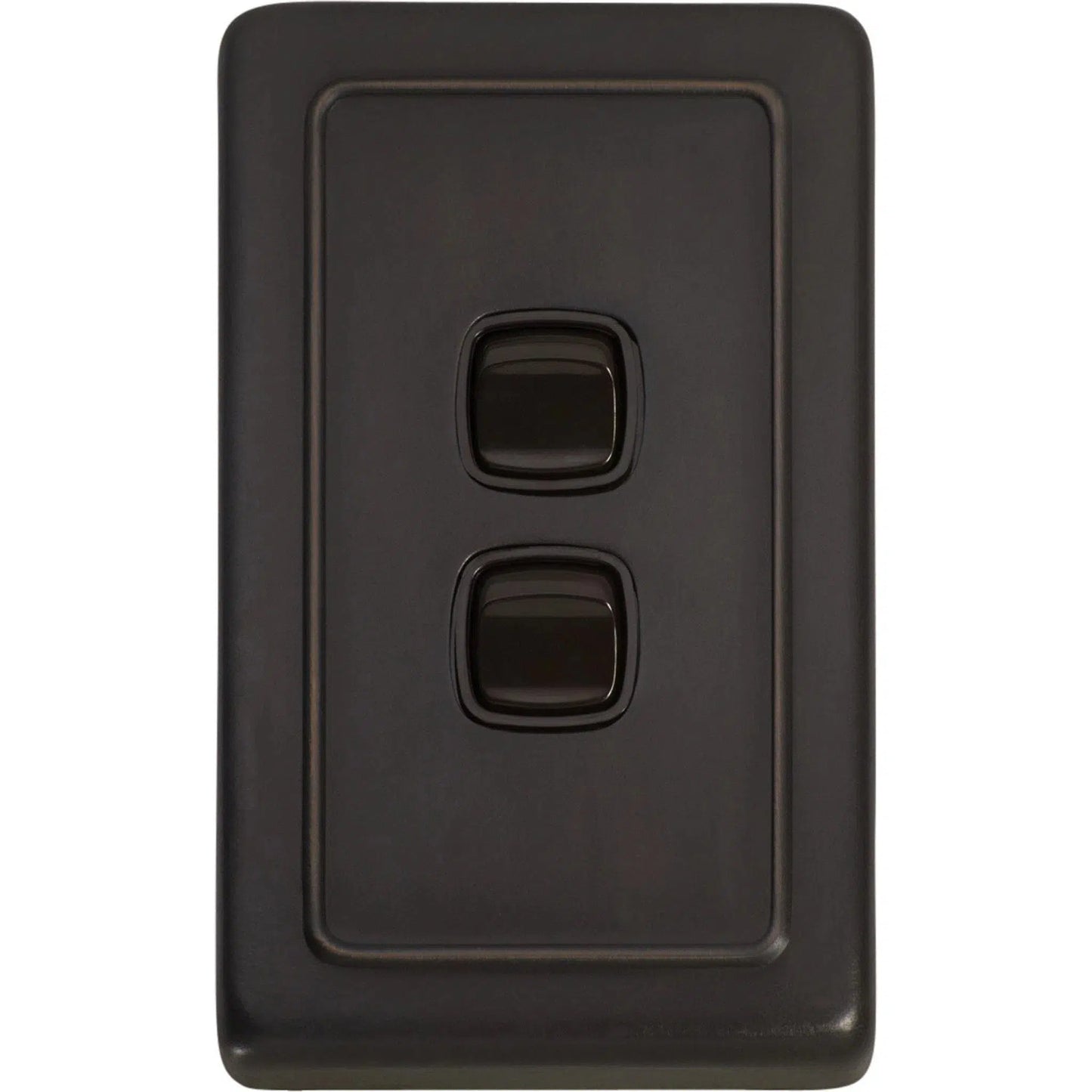 Tradco Switch Flat Plate Rocker 2 Gang Brown Antique Copper W72mm