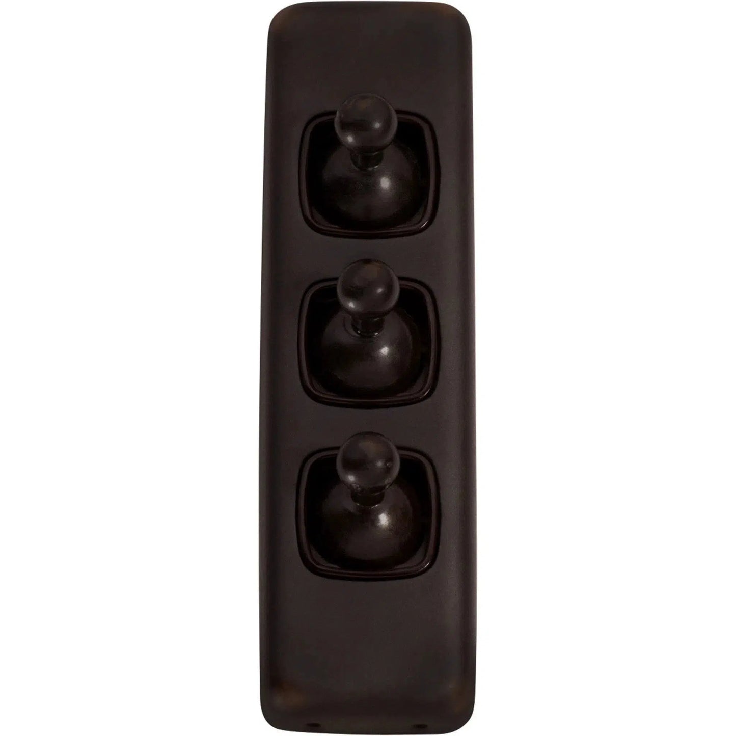 Tradco Switch Flat Plate Toggle 3 Gang Brown Antique Copper W30mm