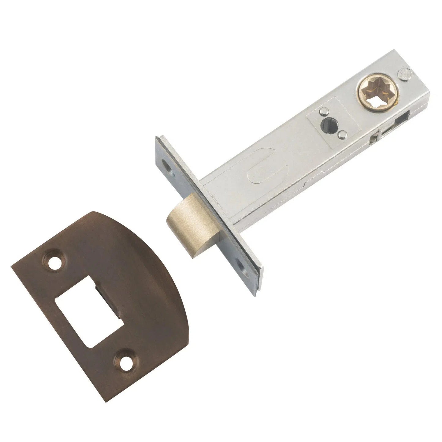Tradco Tube Latch Split Cam Antique Brass Backset 70mm