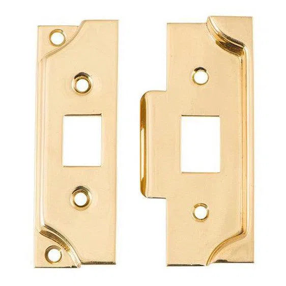 Tradco Tube Latch Split Cam Face Plate & Striker Kit Rebated Polished Brass