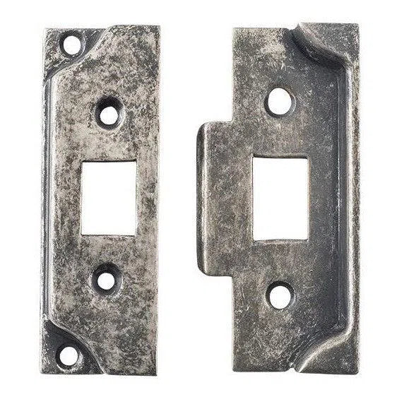 Tradco Tube Latch Split Cam Face Plate & Striker Kit Rebated Rumbled Nickel