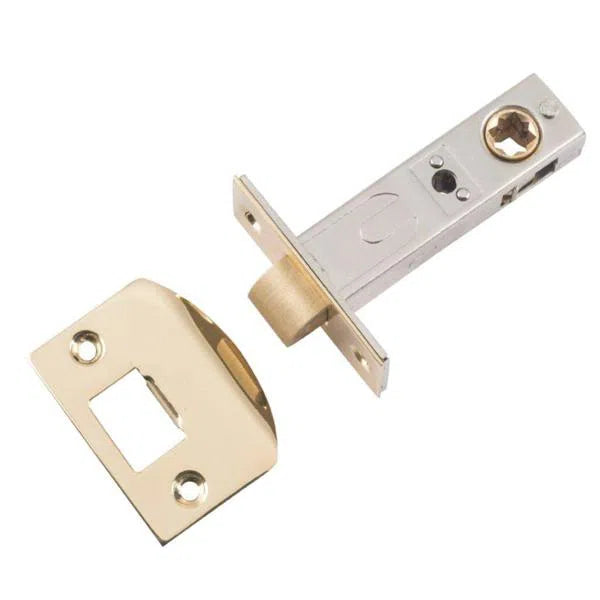 Tradco Tube Latch Split Cam Hard Sprung 'D' Striker Polished Brass Backset 60mm