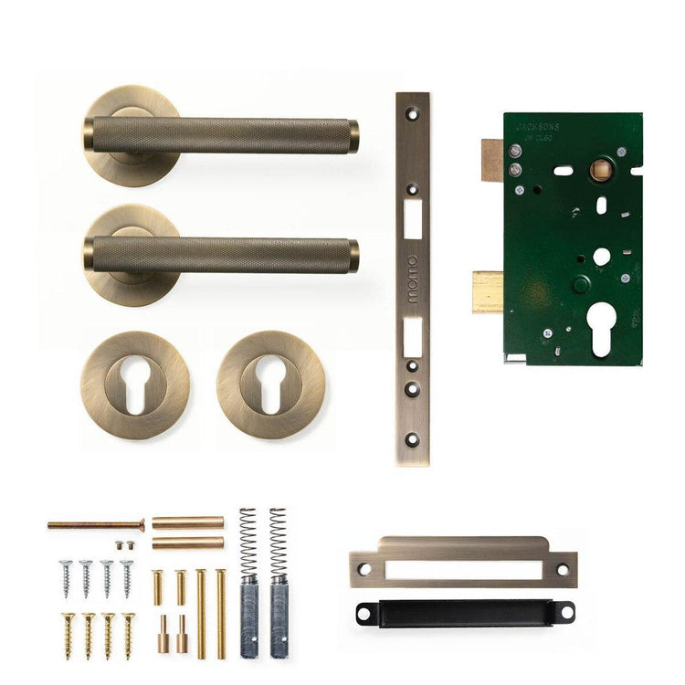 Bellevue Door Handle Kits - Dark Brushed Brass