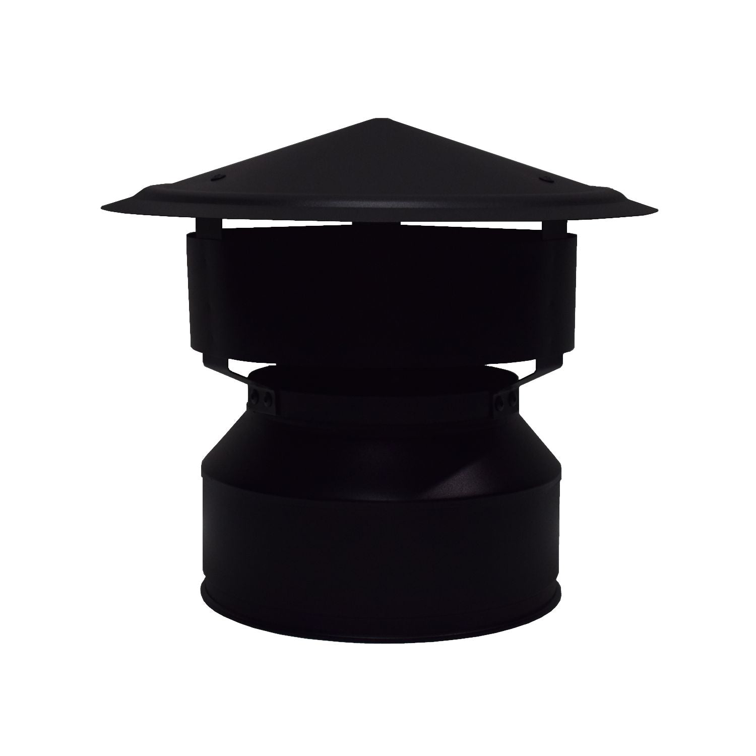 5" Fully Insulated Cone-Rain Cap With Locking Band - Black