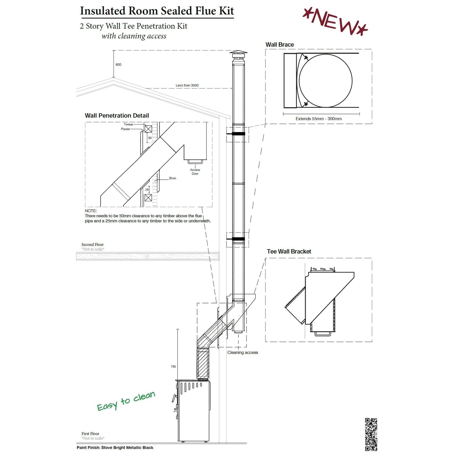 10" Two Story Floor Penetration Room Sealed Flue Kit Type 4