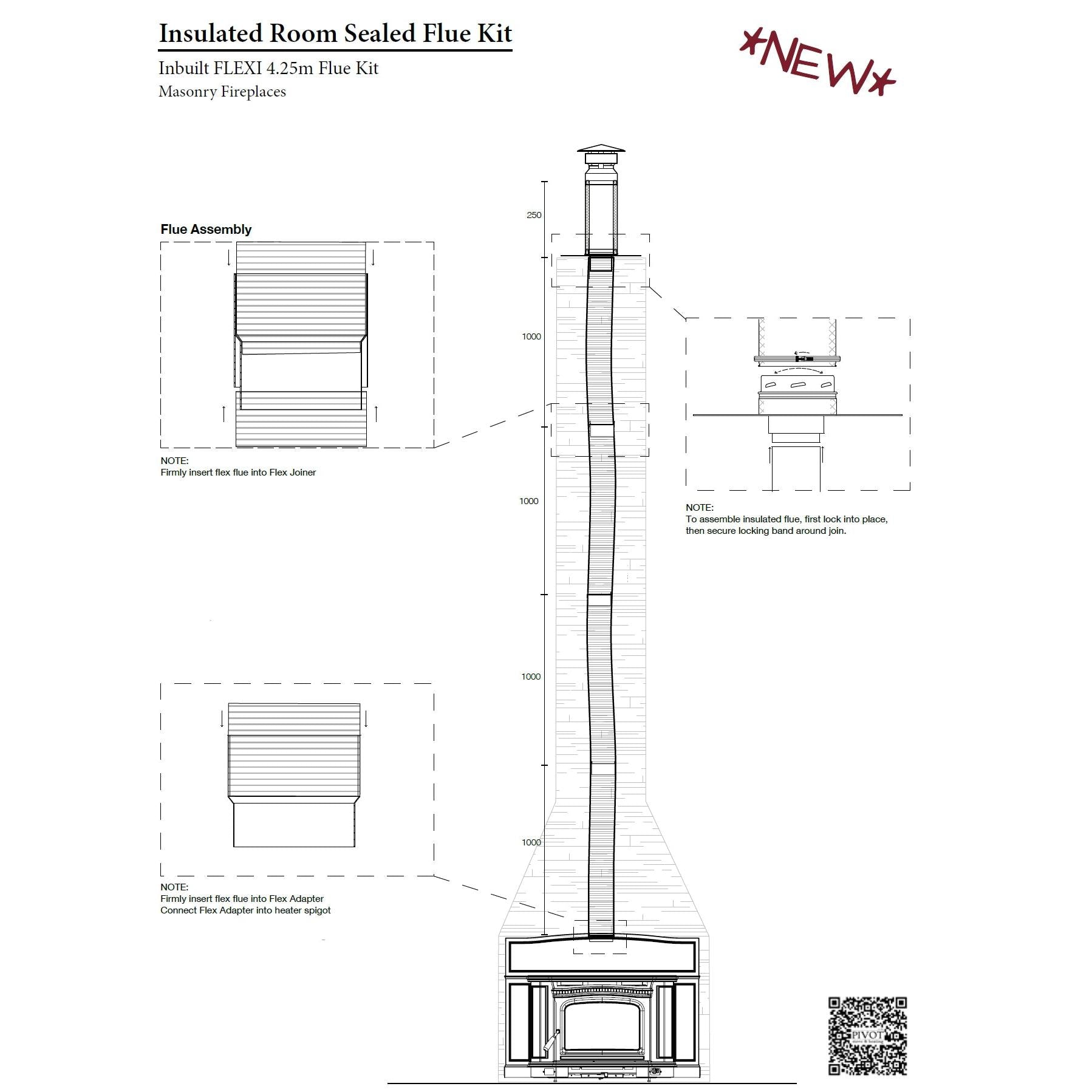 6" Flexi 4.5m Flue Kit (Suits Masonry Inbuilt Fireplaces)