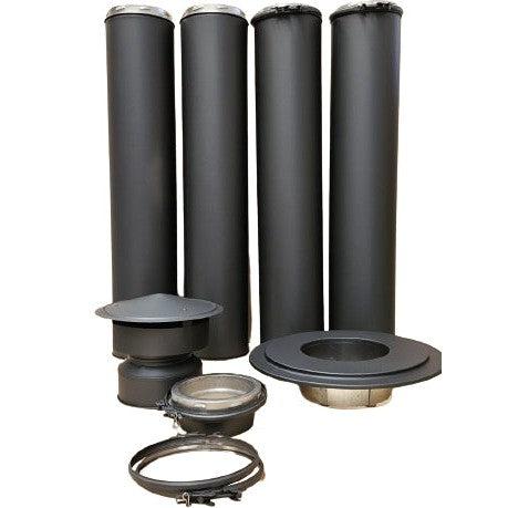 6" Standard Insulated Black 4m Flue Kit (Suits Freestanding Fireplaces)