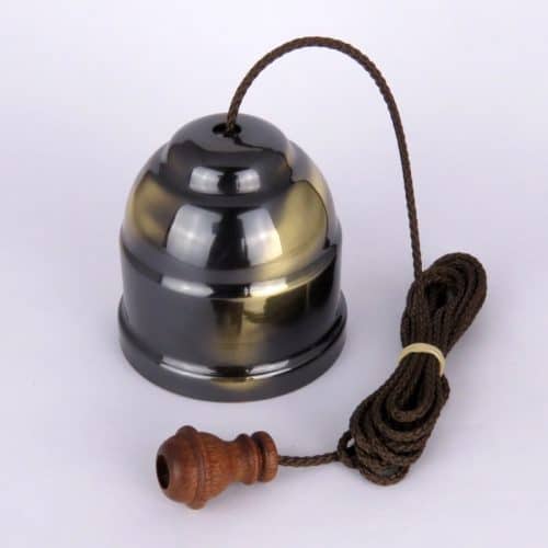 Ceiling Switch (250V 10A) Brown Cord & Antique Brass Cover