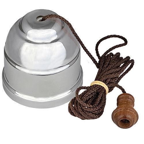 Ceiling Switch (250V 10A) Brown Cord & Chrome Cover