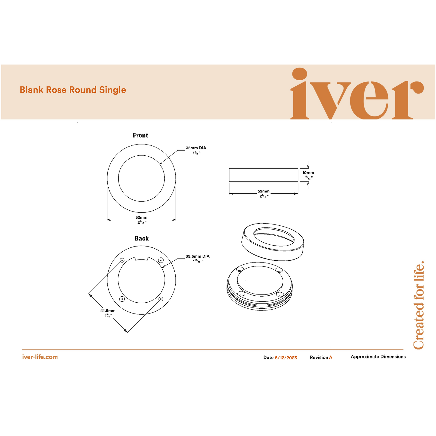 Iver Blank Rose Round Polished Nickel