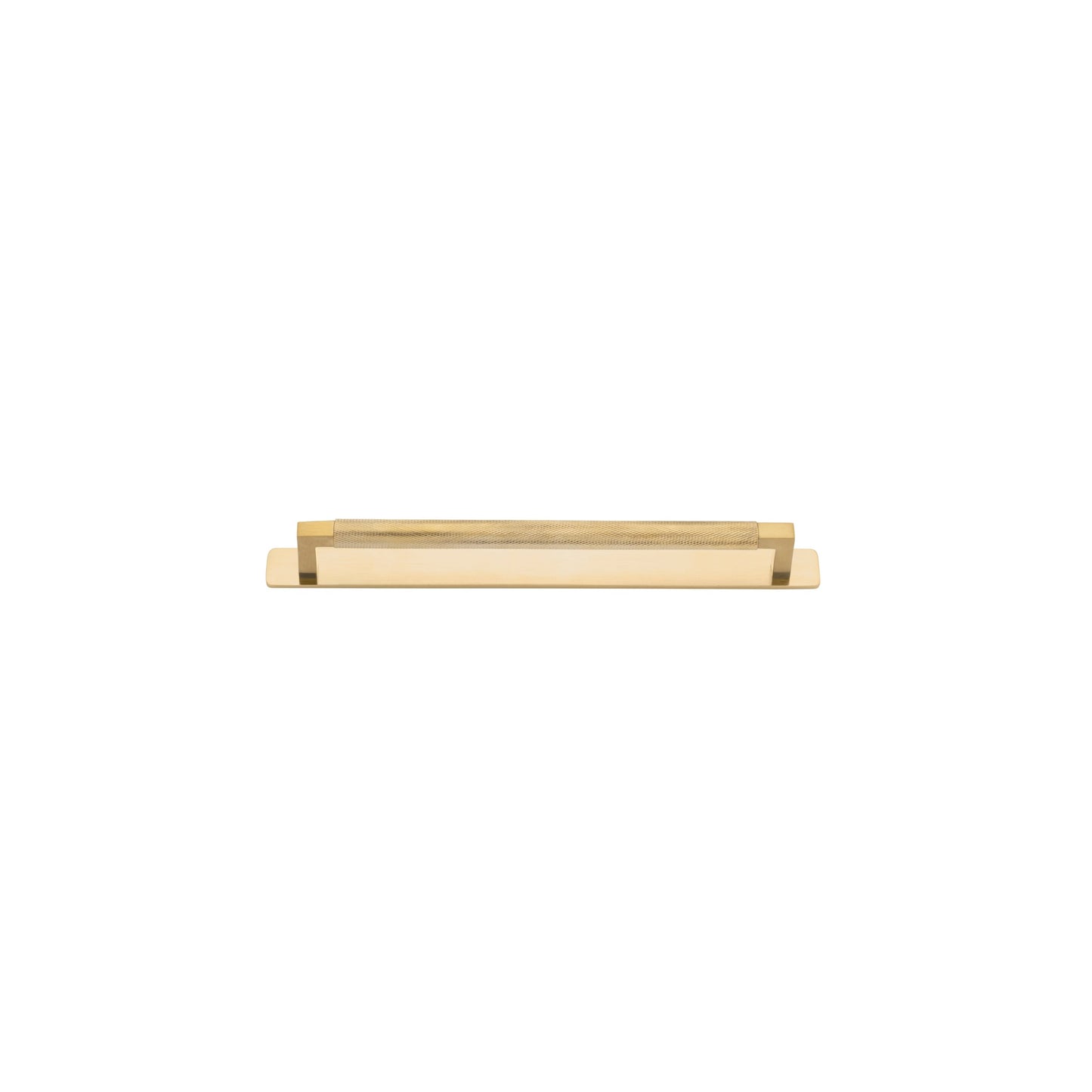 Iver Cabinet Pull Brunswick Knurled Brushed Gold PVD CTC256mm with Backplate
