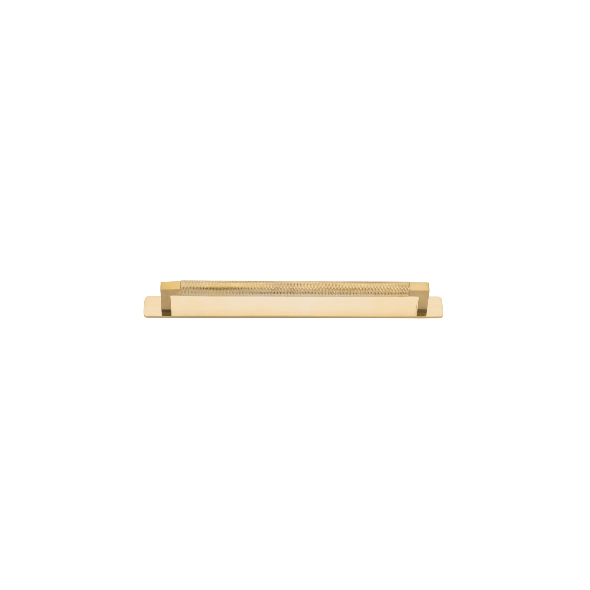 Iver Cabinet Pull Brunswick Knurled Brushed Gold PVD CTC256mm with Backplate