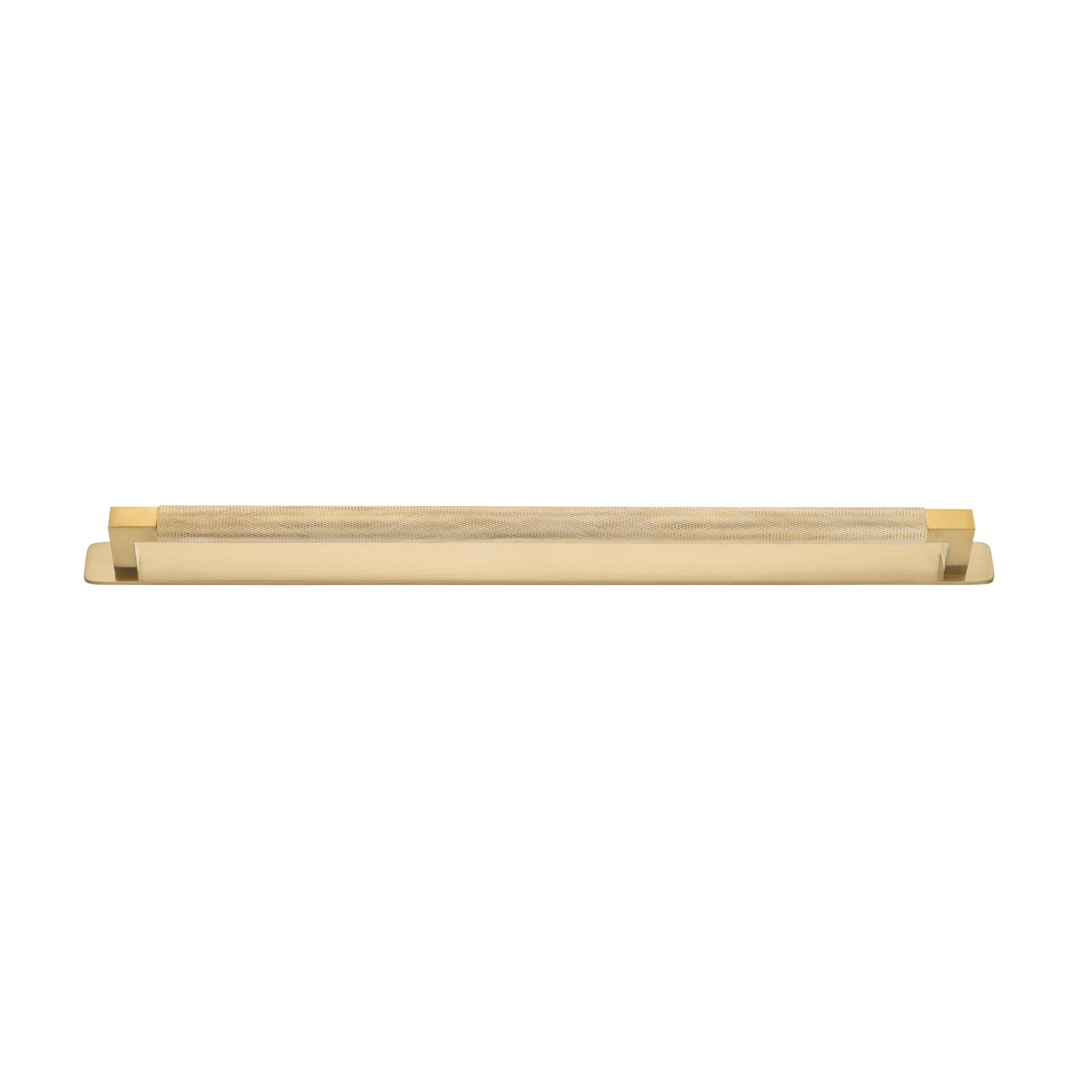 Iver Cabinet Pull Brunswick Knurled Brushed Gold PVD CTC450mm with Backplate