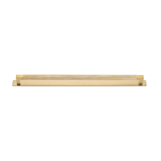 Iver Cabinet Pull Brunswick Knurled Brushed Gold PVD CTC450mm with Backplate