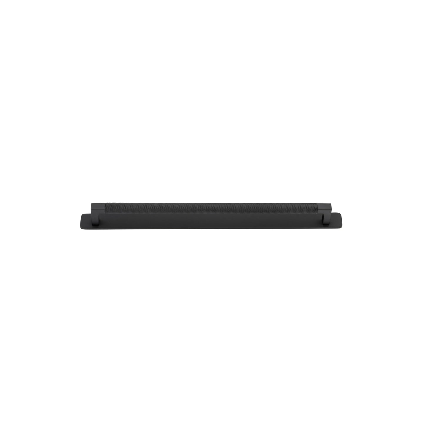 Iver Cabinet Pull Brunswick Knurled Matt Black CTC320mm with Backplate