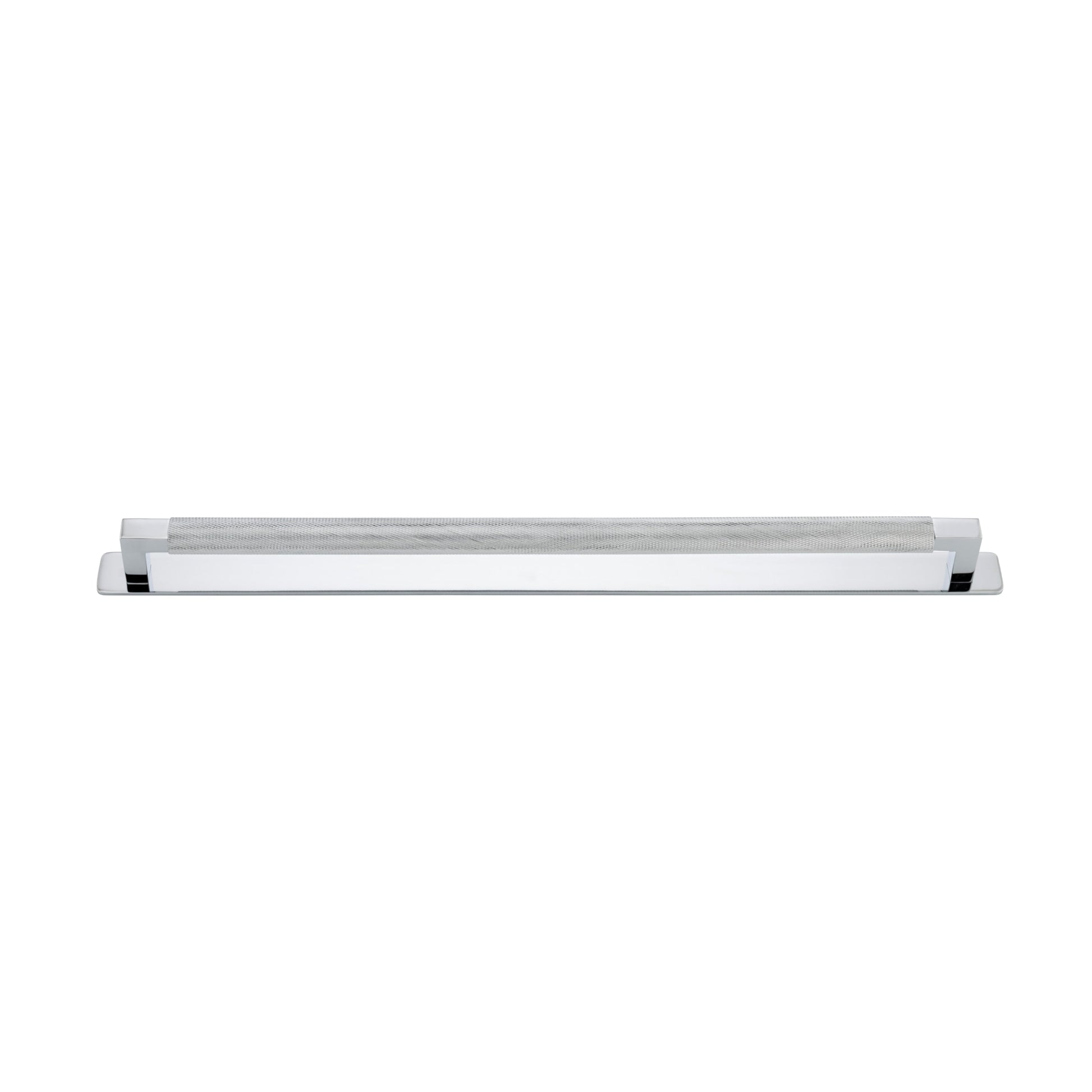 Iver Cabinet Pull Brunswick Knurled Polished Chrome CTC450mm with Backplate