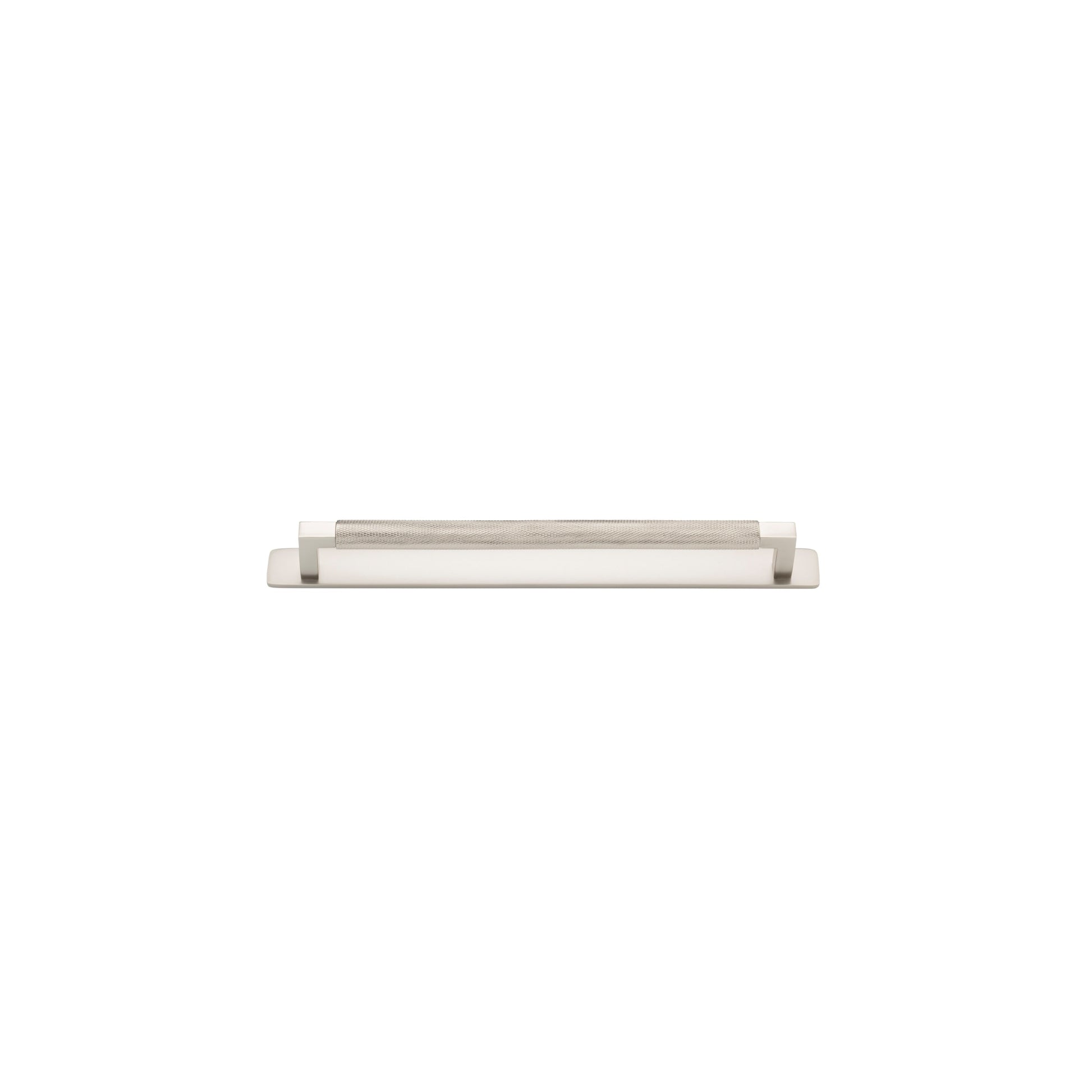 Iver Cabinet Pull Brunswick Knurled Satin Nickel CTC256mm with Backplate
