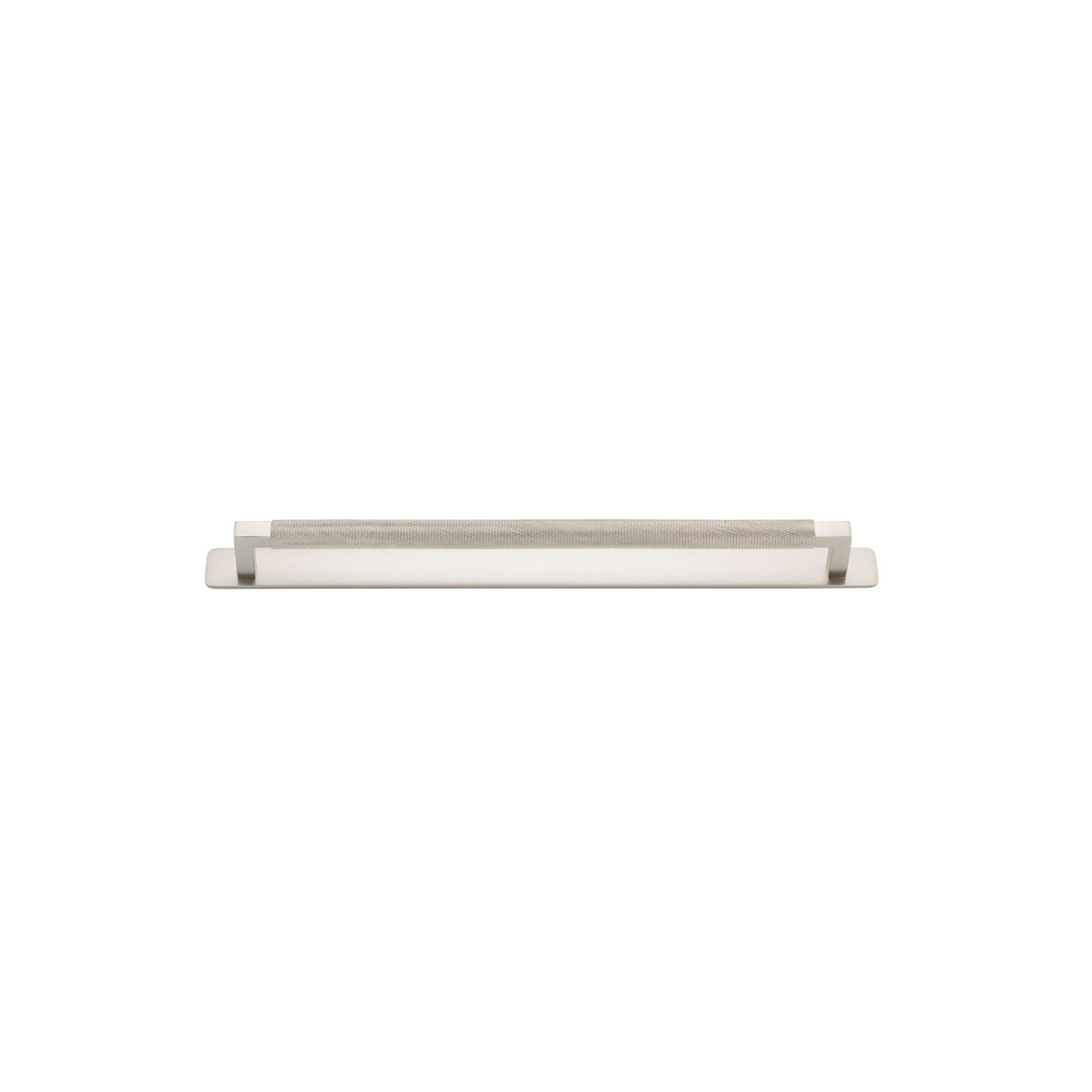 Iver Cabinet Pull Brunswick Knurled Satin Nickel CTC320mm with Backplate