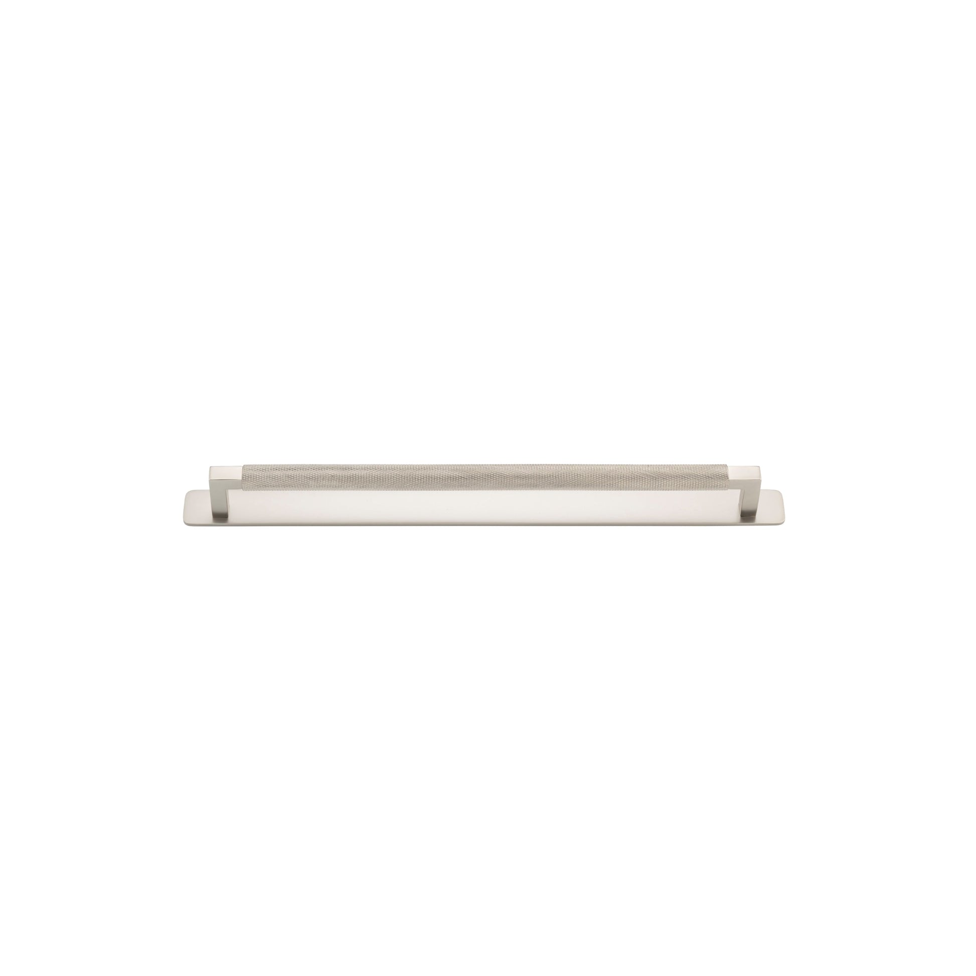 Iver Cabinet Pull Brunswick Knurled Satin Nickel CTC320mm with Backplate