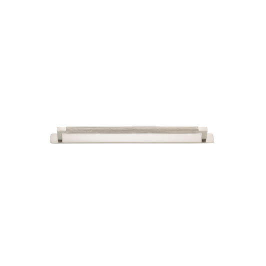 Iver Cabinet Pull Brunswick Knurled Satin Nickel CTC320mm with Backplate