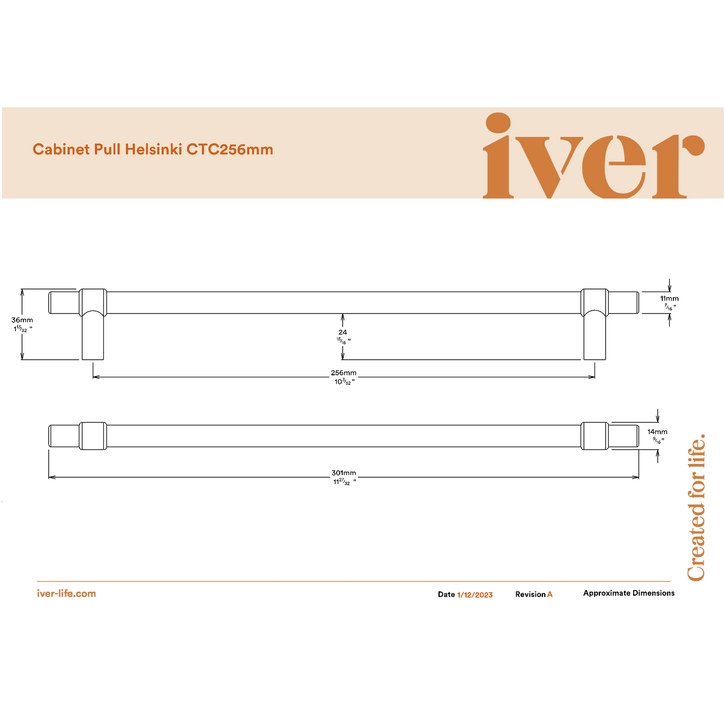 Iver Cabinet Pull Helsinki Brushed Chrome CTC256mm