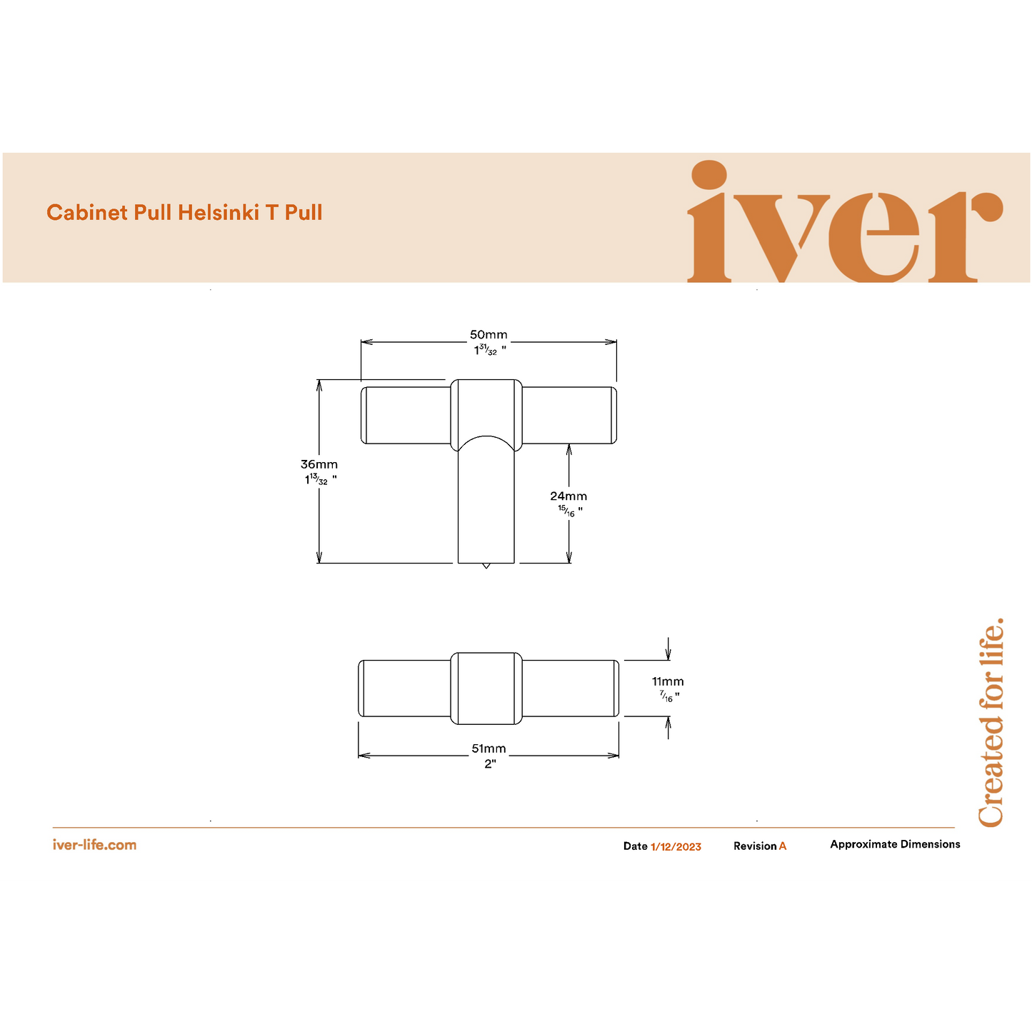 Iver Cabinet Pull Helsinki T Matt Black