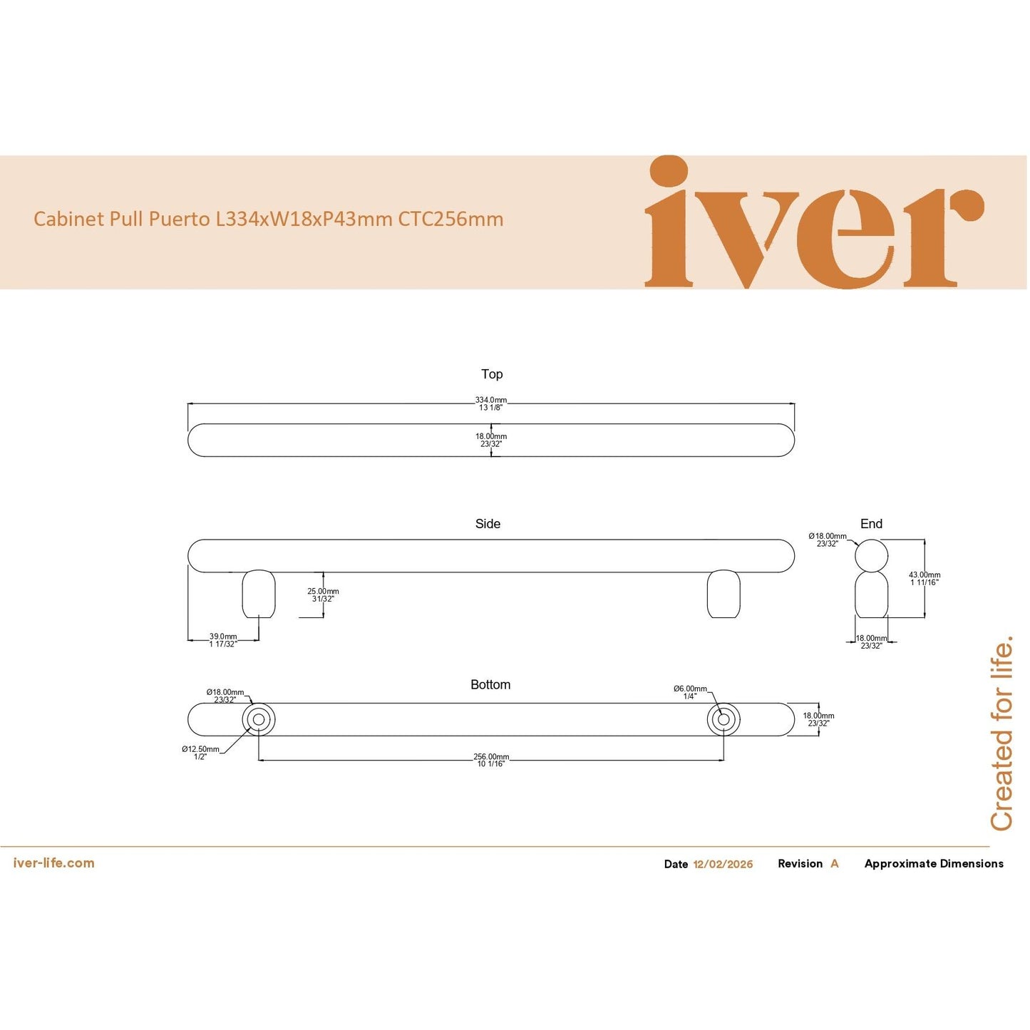 Iver Cabinet Pull Puerto Satin Nickel CTC256mm