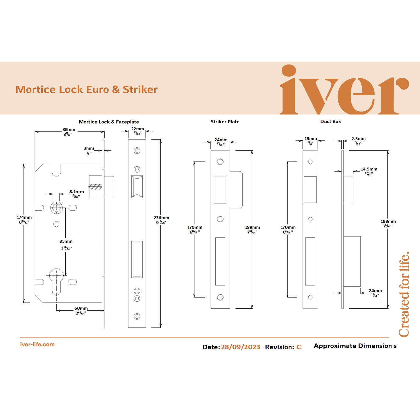 Iver Door Handle Annecy Chamfered Key/Key Satin Nickel Entrance Kit