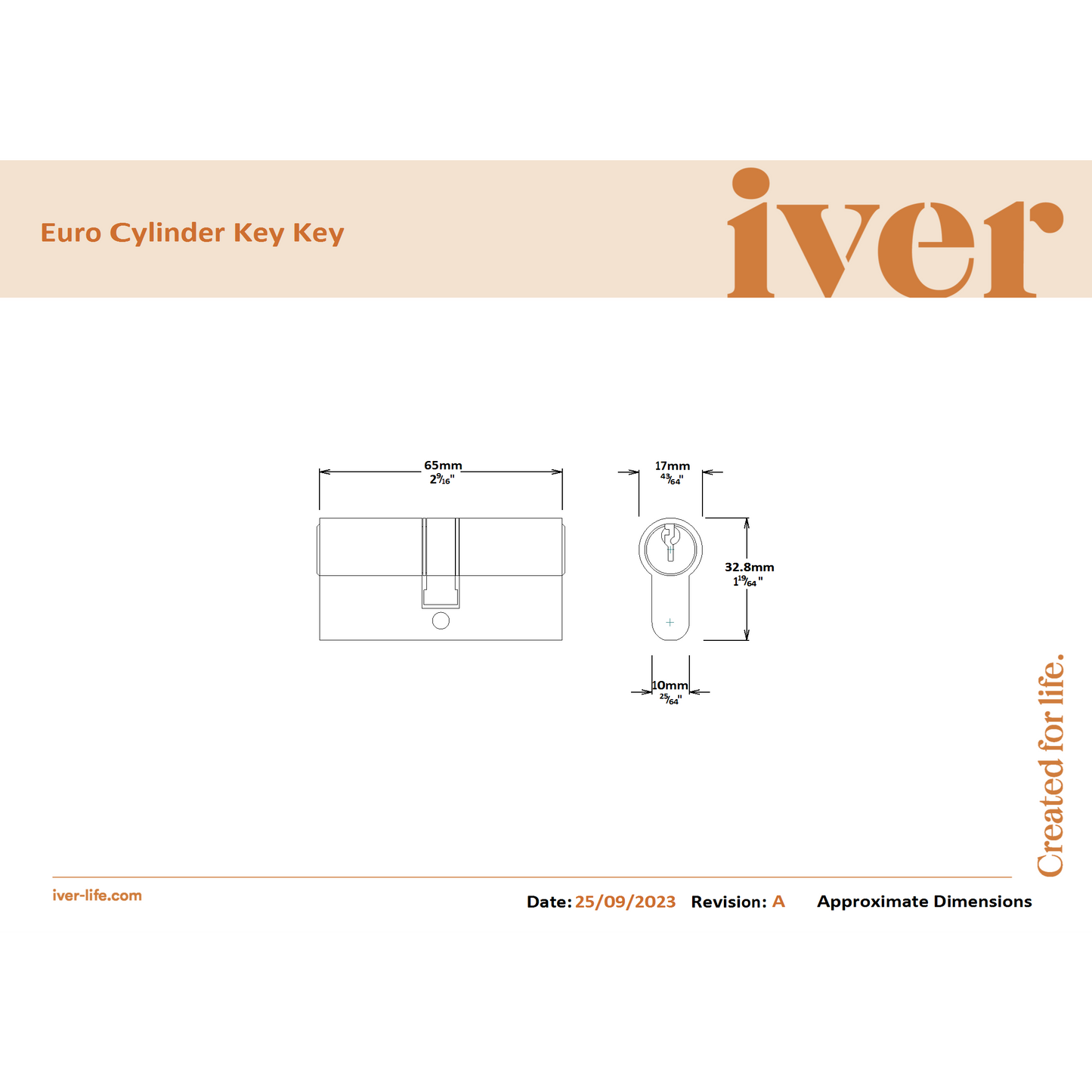 Iver Door Handle Annecy Chamfered Key/Key Satin Nickel Entrance Kit