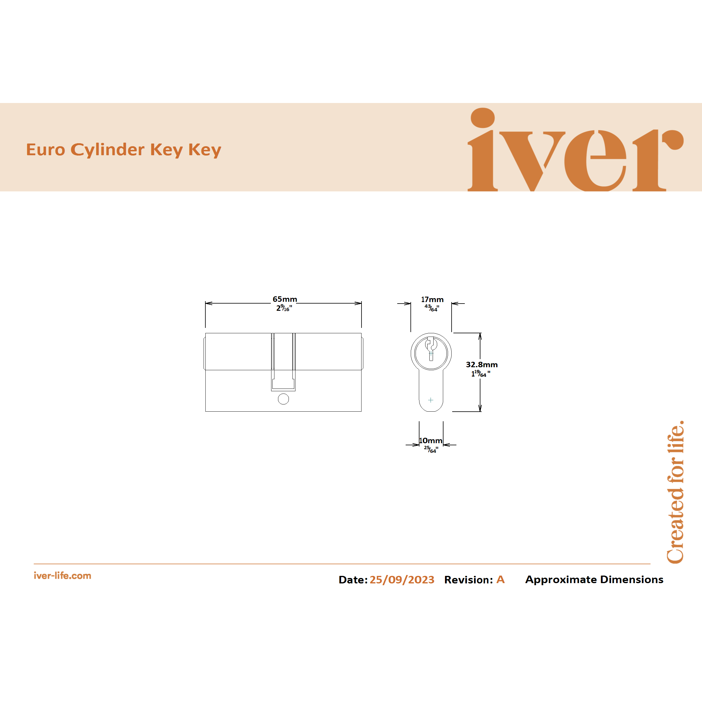 Iver Door Handle Annecy Chamfered Key/Key Satin Nickel Entrance Kit