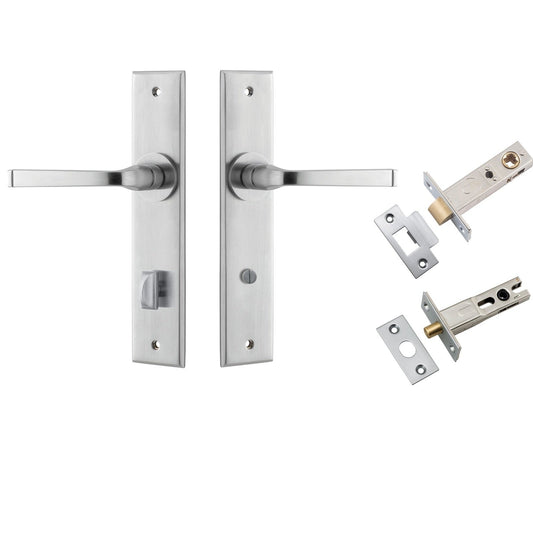 Iver Door Handle Annecy Chamfered Privacy Brushed Chrome Privacy Kit
