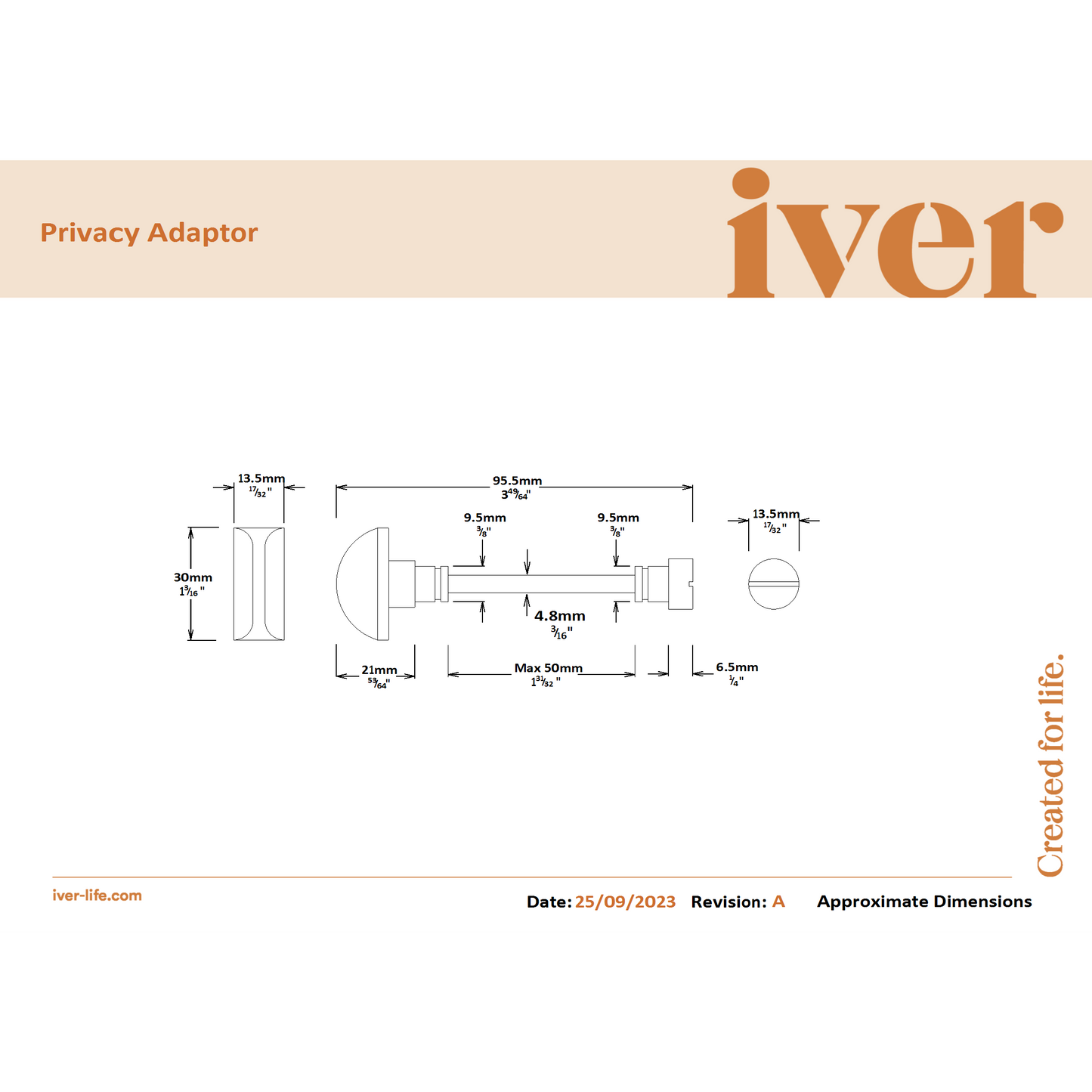 Iver Door Handle Annecy Chamfered Privacy Signature Brass Privacy Kit