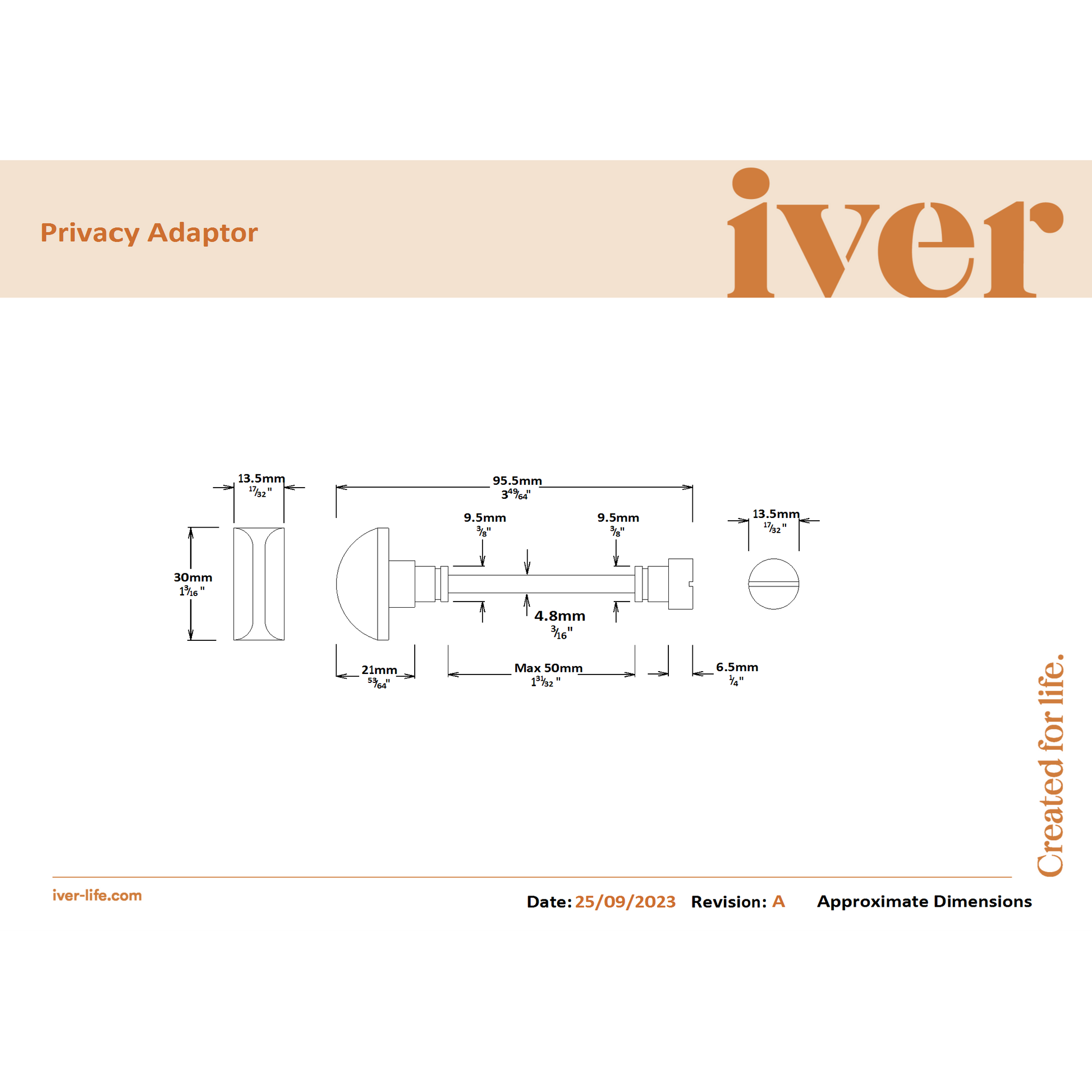 Iver Door Handle Annecy Chamfered Privacy Signature Brass Privacy Kit