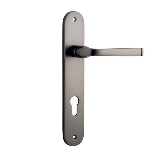 Iver Door Handle Annecy Oval Euro Pair Satin Nickel