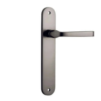 Iver Door Handle Annecy Oval Latch Pair Satin Nickel
