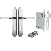 Iver Door Handle Annecy Shouldered Euro Key/Key Brushed Chrome Entrance Kit