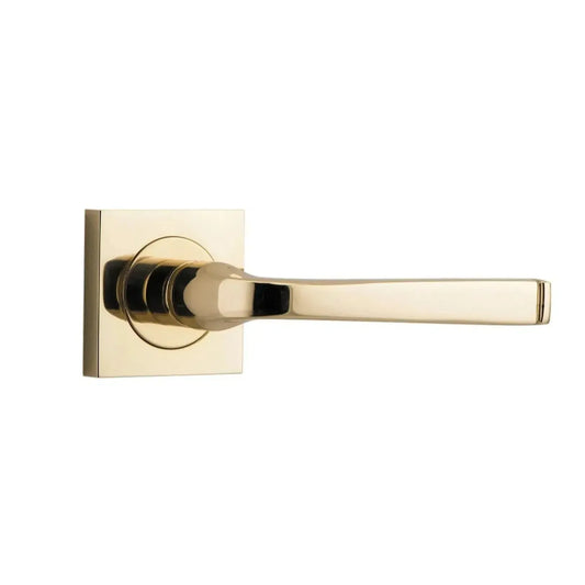 Iver Door Handle Annecy Square Rose Pair Polished Brass