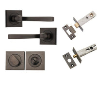 Iver Door Handle Annecy Square Rose Pair Signature Brass Privacy Kit