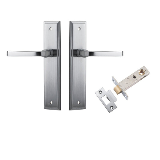 Iver Door Handle Annecy Stepped Latch Brushed Chrome Passage Kit